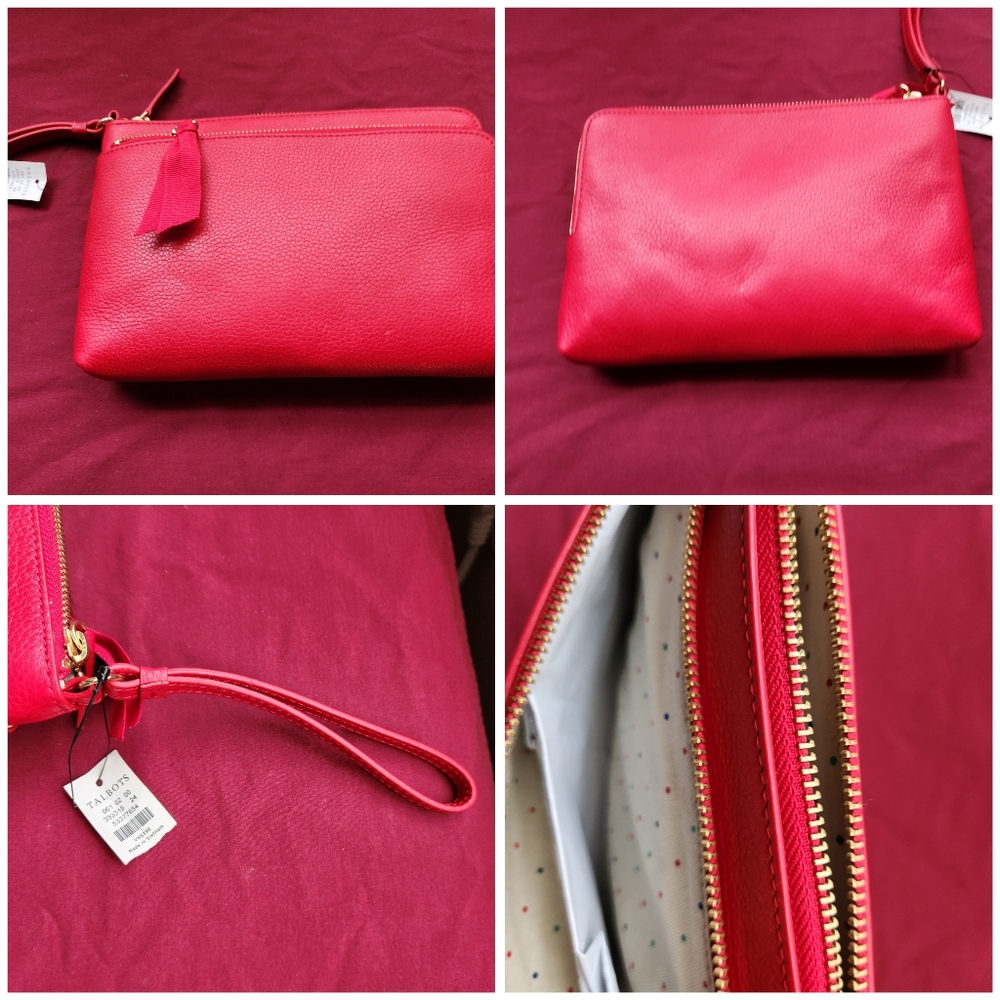 Talbots Red Leather Clutch Purse NWT